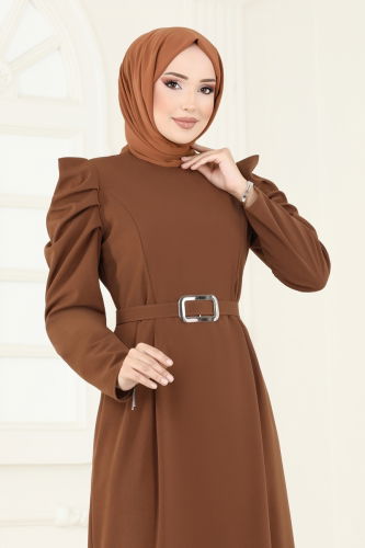 moda selvim Dress 644MSM187 Light Brown - Thumbnail