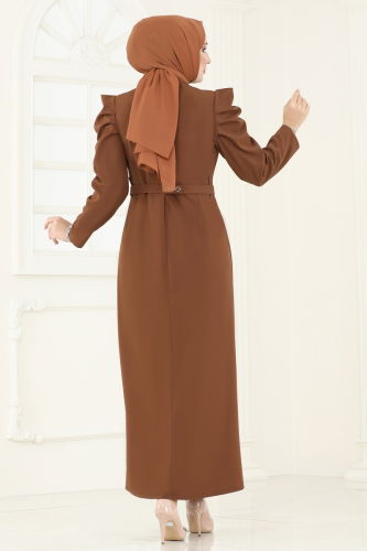 moda selvim Dress 644MSM187 Light Brown - Thumbnail