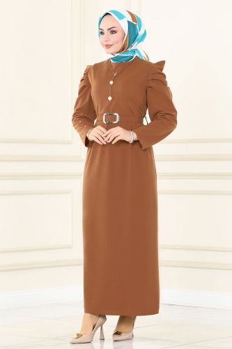 moda selvim Dress 644MSM187 Tan - Thumbnail