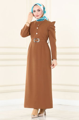 moda selvim Dress 644MSM187 Tan - Thumbnail