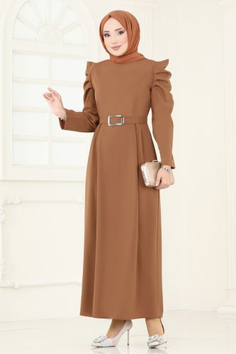 moda selvim Dress 644MSM187 Tan - Thumbnail