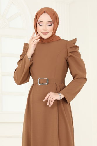 moda selvim Dress 644MSM187 Tan - Thumbnail