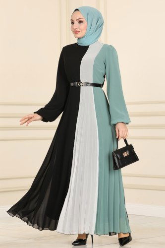 Y.G.S - Dress 6463YG95 Black&Mint