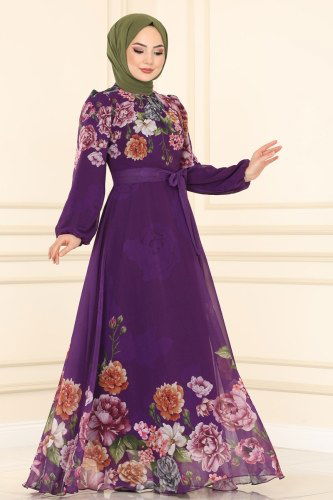 moda selvim Dress 6478YG95 Damson - Thumbnail
