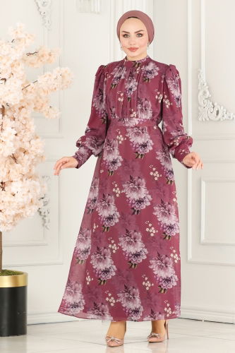 moda selvim Dress 6558YG95 Dark Rose Dusky - Thumbnail