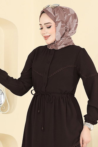 moda selvim Dress 6601ORG1169 Bitter Brown - Thumbnail