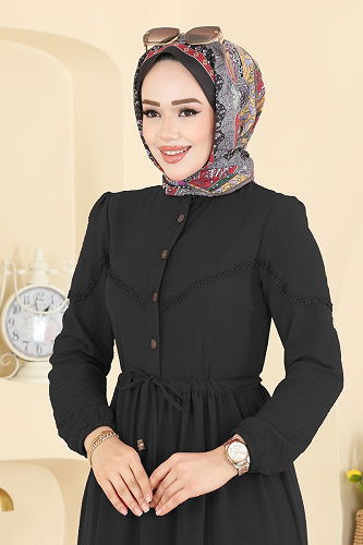 moda selvim Dress 6601ORG1169 Black - Thumbnail