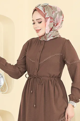 moda selvim Dress 6601ORG1169 Brown - Thumbnail