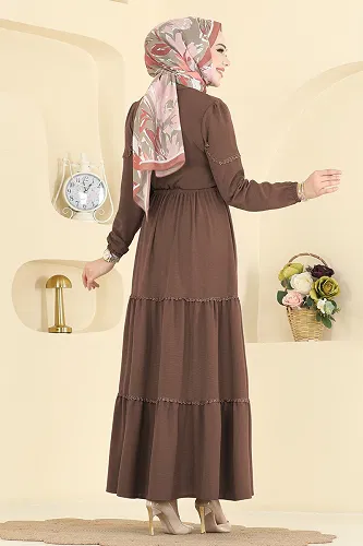 moda selvim Dress 6601ORG1169 Brown - Thumbnail