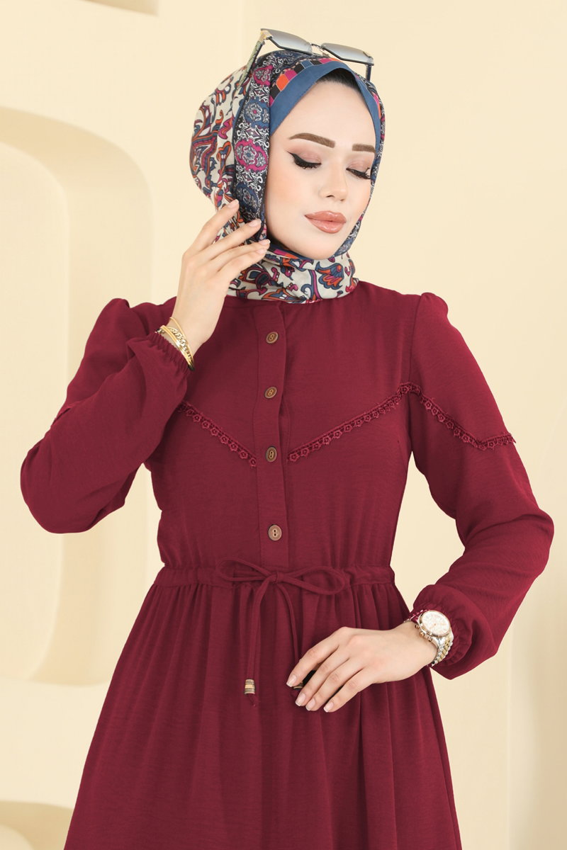 Dress 6601ORG1169 Burgundy - Moda Selvim