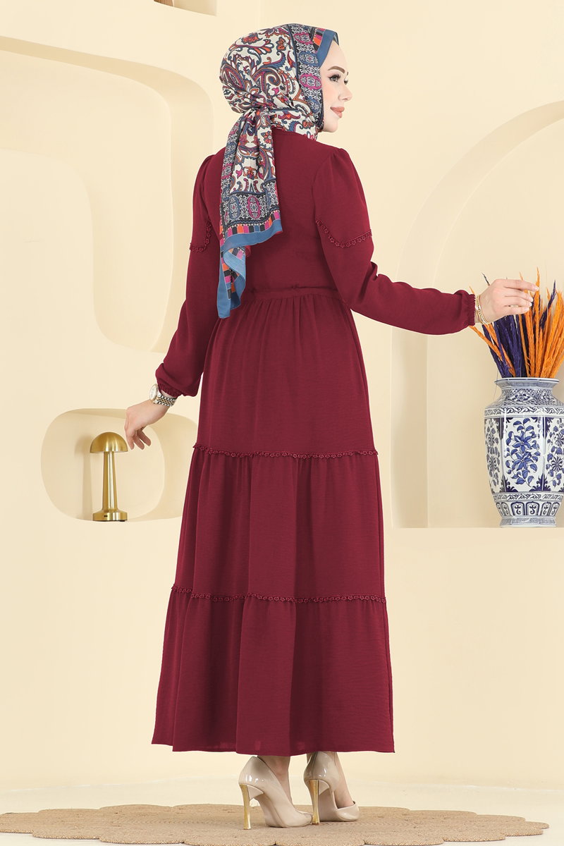 Dress 6601ORG1169 Burgundy - Moda Selvim