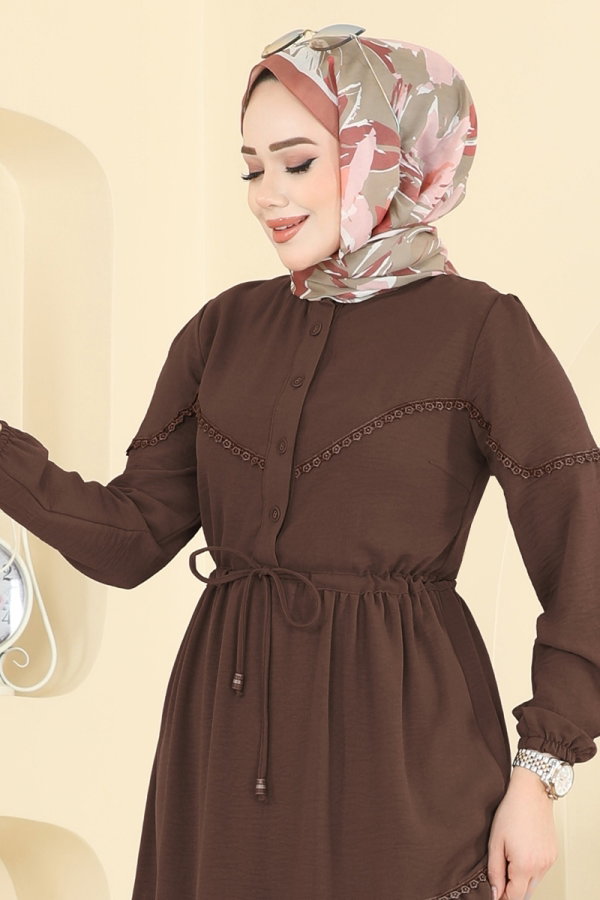 Modaselvim الفساتين الفستان بني غامق 6601ORG1169