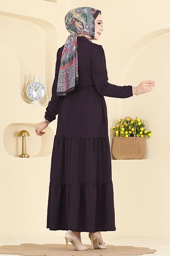 moda selvim الفستان ليلكي غامق 6601ORG1169 - Thumbnail