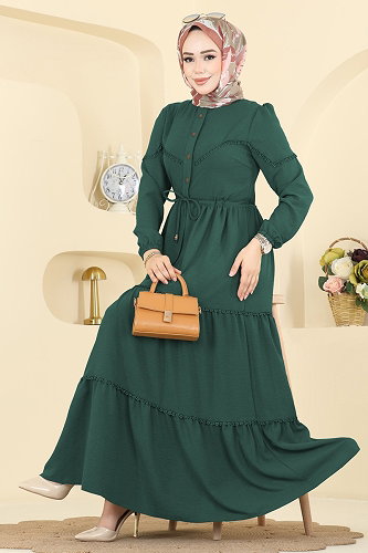 moda selvim Dress 6601ORG1169 Emerald - Thumbnail