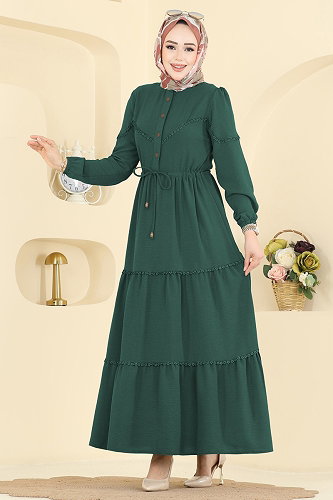 moda selvim Dress 6601ORG1169 Emerald - Thumbnail