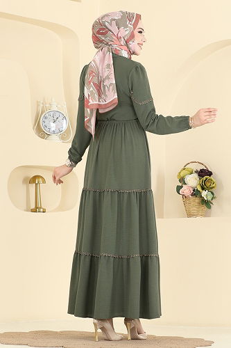 moda selvim الفستان اخضر عفني 6601ORG1169 - Thumbnail