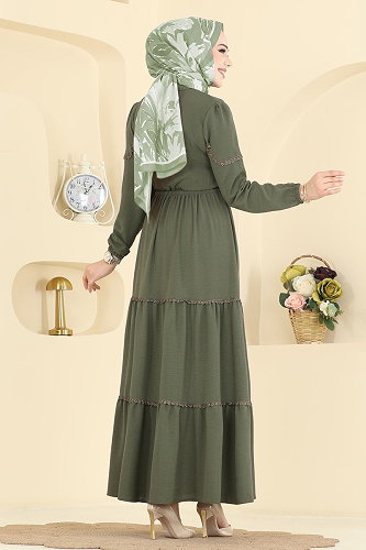 moda selvim Dress 6601ORG1169 Light Khaki - Thumbnail