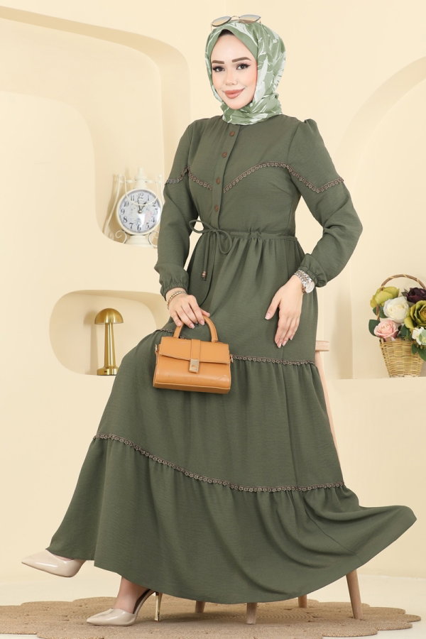 Dress 6601ORG1169 Light Khaki - Moda Selvim
