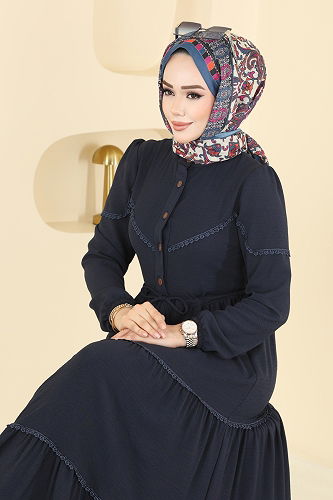 moda selvim Dress 6601ORG1169 Navy Blue - Thumbnail