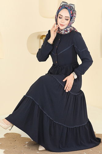 moda selvim الفستان كحلي 6601ORG1169 - Thumbnail