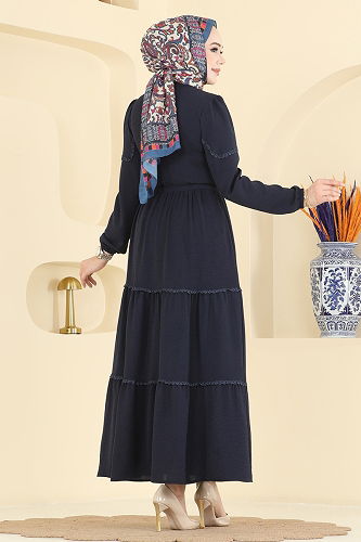 moda selvim الفستان كحلي 6601ORG1169 - Thumbnail