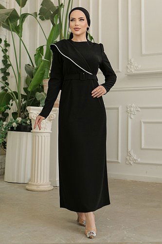 moda selvim Dress 664MSM187 Black - Thumbnail