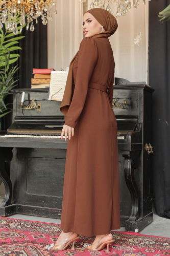 moda selvim Dress 664MSM187 Brown - Thumbnail