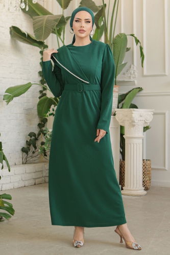 moda selvim Dress 664MSM187 Emerald - Thumbnail