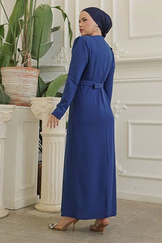 moda selvim Dress 664MSM187 Indigo - Thumbnail