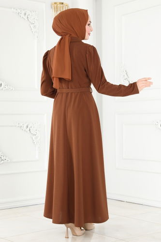 moda selvim Dress 667MSM187 Brown - Thumbnail