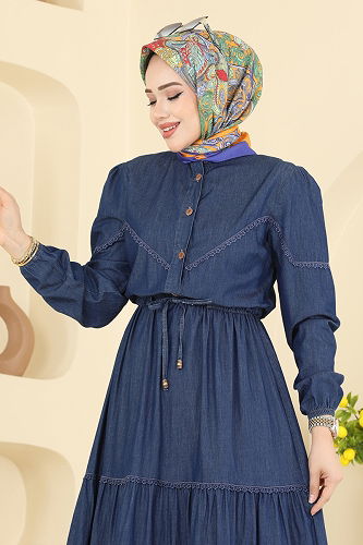 moda selvim Dress 6715ORG1169 Dark Denim - Thumbnail