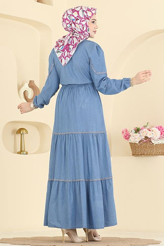 moda selvim Dress 6715ORG1169 Light Denim - Thumbnail