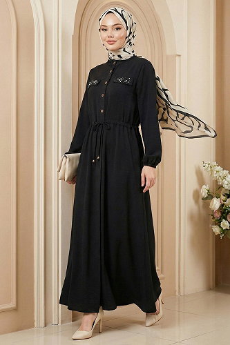 moda selvim Dress 6772ORG973-M Black - Thumbnail