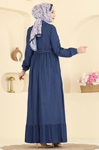 moda selvim Dress 6785ORG1169 Dark Denim - Thumbnail