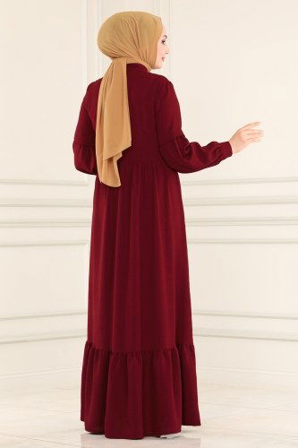 moda selvim Dress 6797S324 Claret Red - Thumbnail