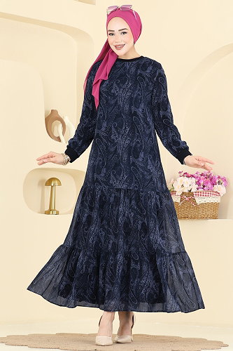 moda selvim الفستان رمادي غامق 6803ORG1169 - Thumbnail