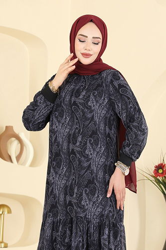 moda selvim Dress 6803ORG1169 Black - Thumbnail