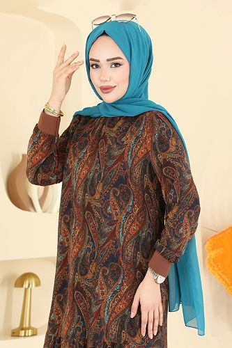 moda selvim Dress 6803ORG1169 Brown - Thumbnail