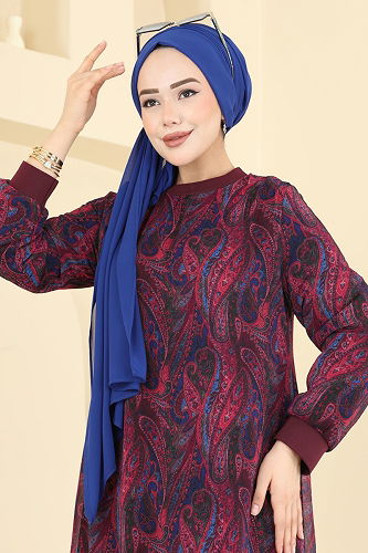 moda selvim الفستان خمري 6803ORG1169 - Thumbnail