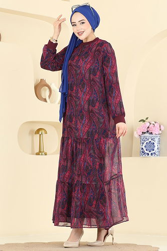 moda selvim الفستان خمري 6803ORG1169 - Thumbnail