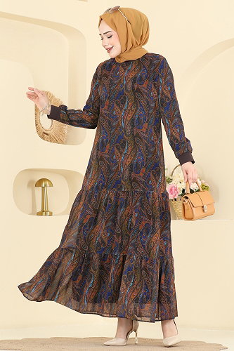 moda selvim Dress 6803ORG1169 Oil Green - Thumbnail