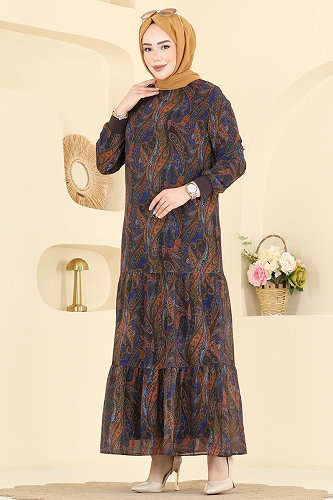 moda selvim Dress 6803ORG1169 Oil Green - Thumbnail