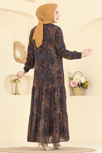 moda selvim Dress 6803ORG1169 Oil Green - Thumbnail