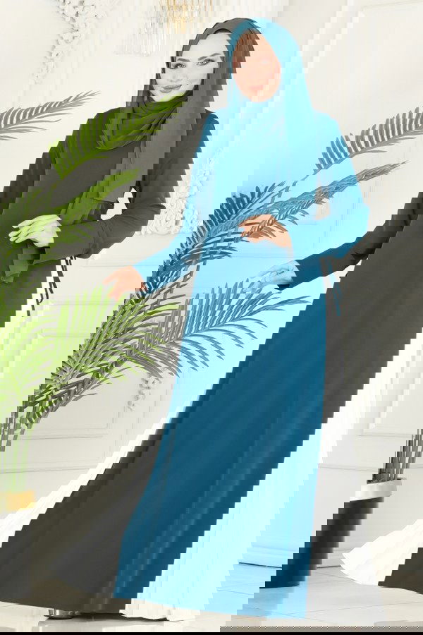 Modaselvim NET 20%+20% DISCOUNT IN THE CARD Dress 6858MDH809 Petroleum&Ecru