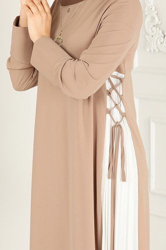 moda selvim Dress 6858MDH809 Vision&Ecru - Thumbnail