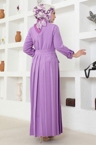 moda selvim Dress 6866MDH809 Light Lilac - Thumbnail