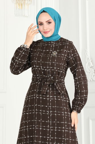 moda selvim Dress 6894S324 Brown - Thumbnail