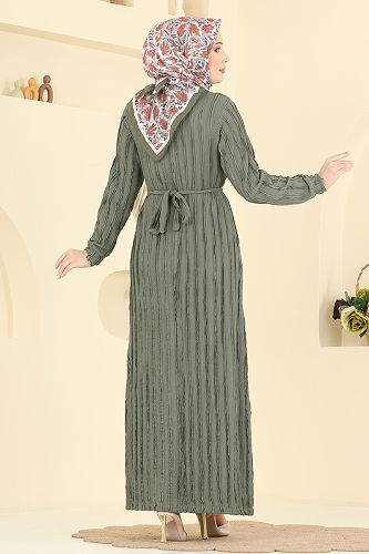 moda selvim Dress 7001OZN1046 Almond Green - Thumbnail