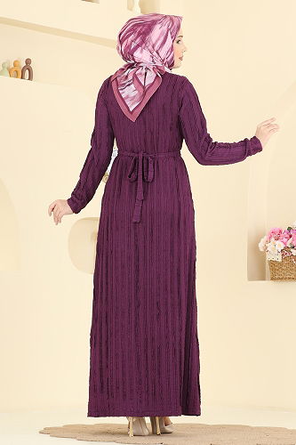 moda selvim Dress 7001OZN1046 Purple - Thumbnail