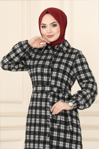 moda selvim Dress 7006MRT754 Black - Thumbnail